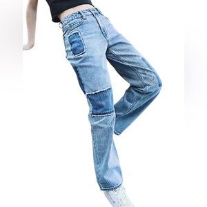 Empyre‎ Frankie Dad Jeans Patchwork Womens 4 Medium Wash